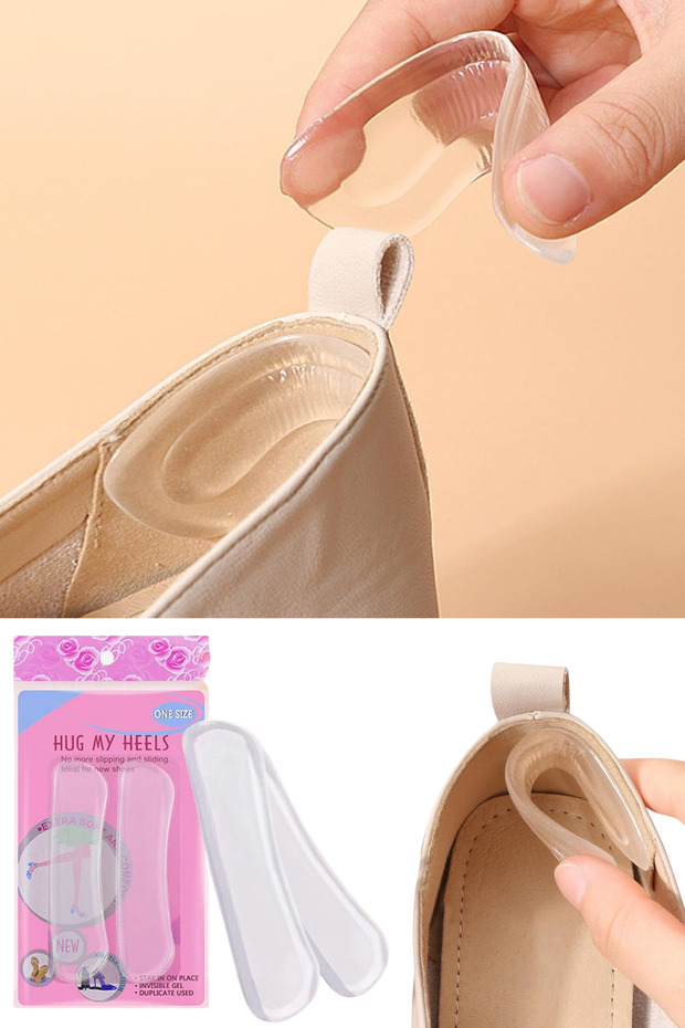 Anti-Shock Silicone Heel Protector 2-Pack Transparent Gel Heel Cushion & Anti-Callus Pad
