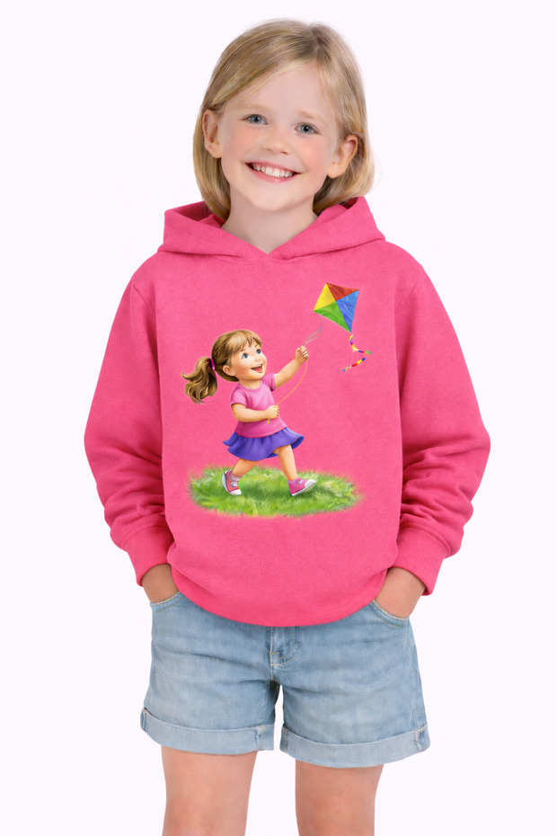Uçurtma Printed 3 İplik Ş Fleece-Lined K Hooded Children's Sweat