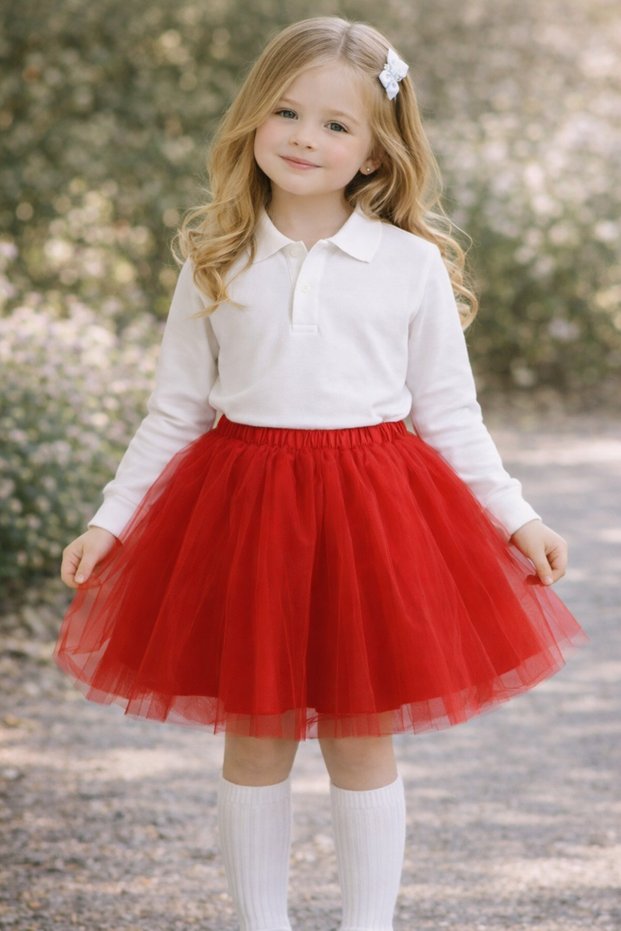 White Long Sleeve Polo Neck, Children's T-Shirt for School, Holiday