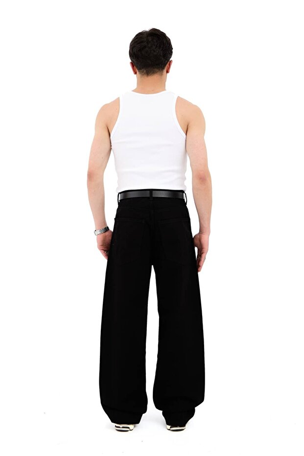 Basic Siyah Baggy Jean - 6