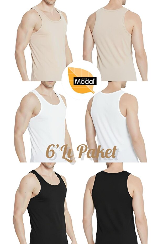 6-PACK Micro Modal قماش قابل للتمدد قميص داخلي فاخر للرجال OZT6-1006
