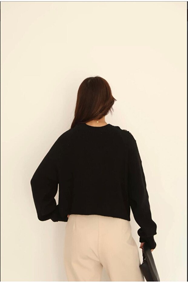 KOL TAŞ DETAY KADIN BASIC KAZAK - 3