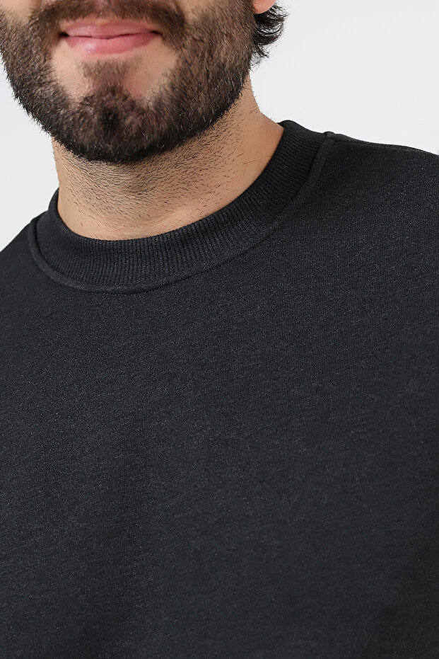 Anthracite, Three Thread Men's Basic Sweatshirt - 7