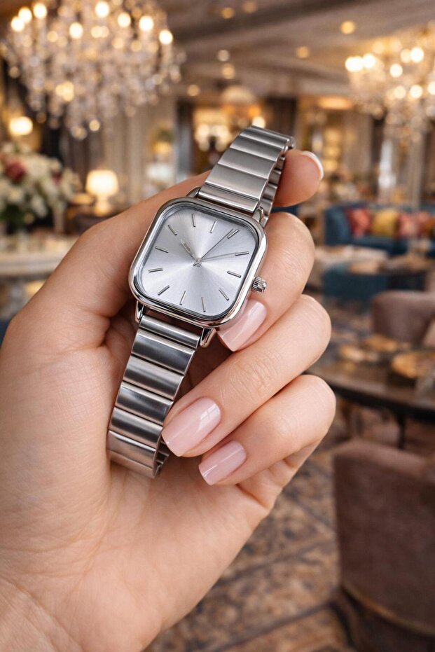 Steel Band Square Dial Vintage Women Wristwatch