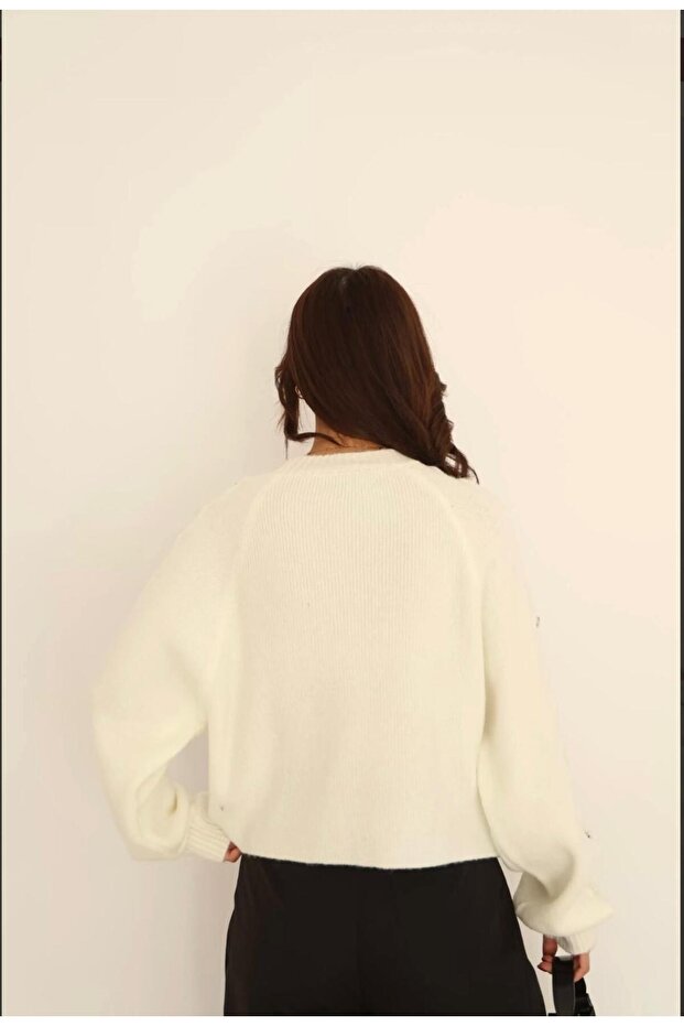 KOL TAŞ DETAY KADIN BASIC KAZAK - 4