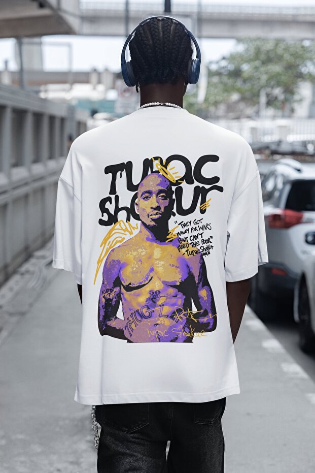 تي شيرت توباك رابر ريتورن مطبوع للجنسين قصة فضفاضة تي شيرت 2Pac للمغني