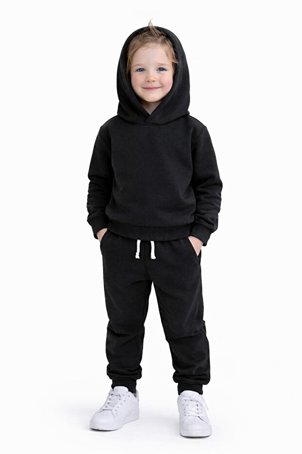 Premium Children's K Hooded Tracksuit Set - 100% Cotton Combed 3 Threads Without Shardons