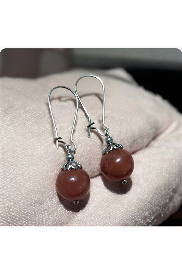 Steel Authentic Earrings with Natural Agate Stone