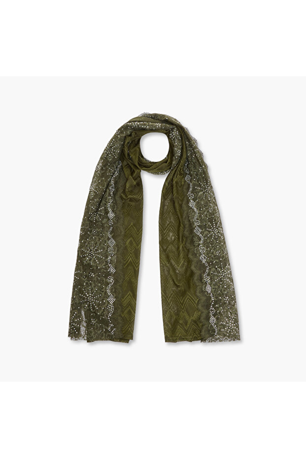 Embellished Floral Lace Scarf