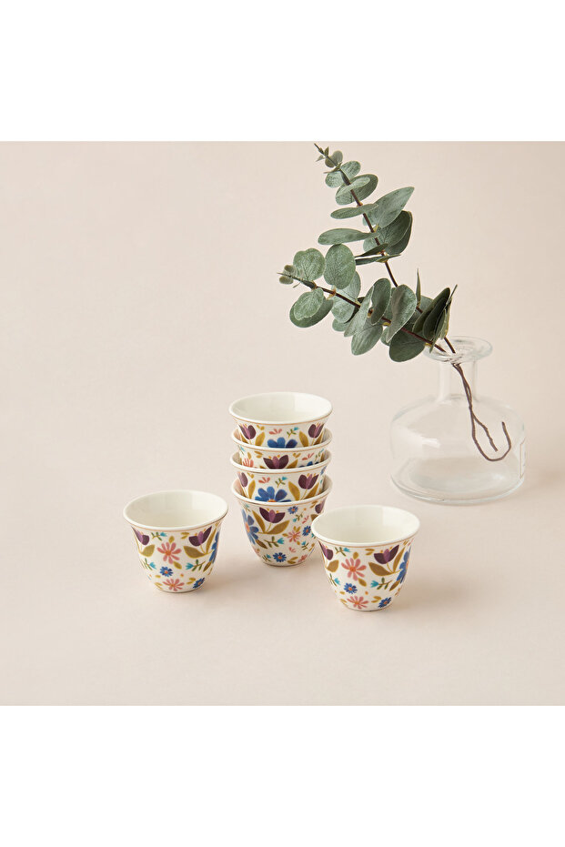 Sylvara 6-Piece New Bone China Kahwa Cup Set - 80 ml