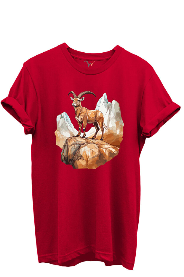 Mountain Goat Design Hunting Concept 100% Cotton Regular Fit Crew Neck Unisex T-Shirt
