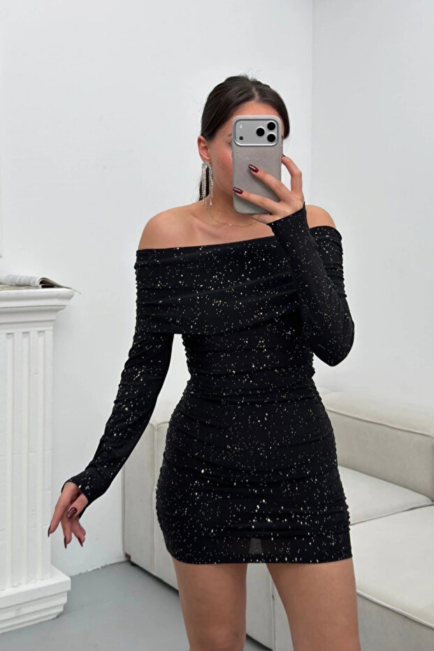 Madonna Yaka Simli Mini Elbise - 1