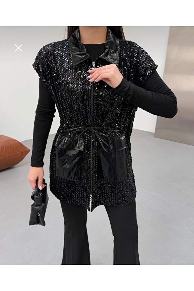 Payetli pullu yelek - 2