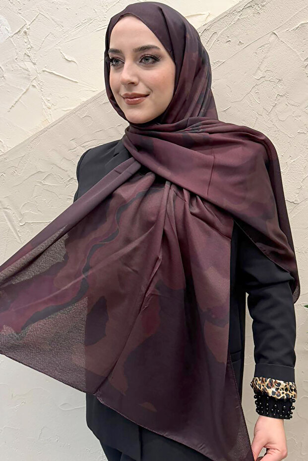 شال ناعم بنمط تجريدي من قماش الفوال - 2