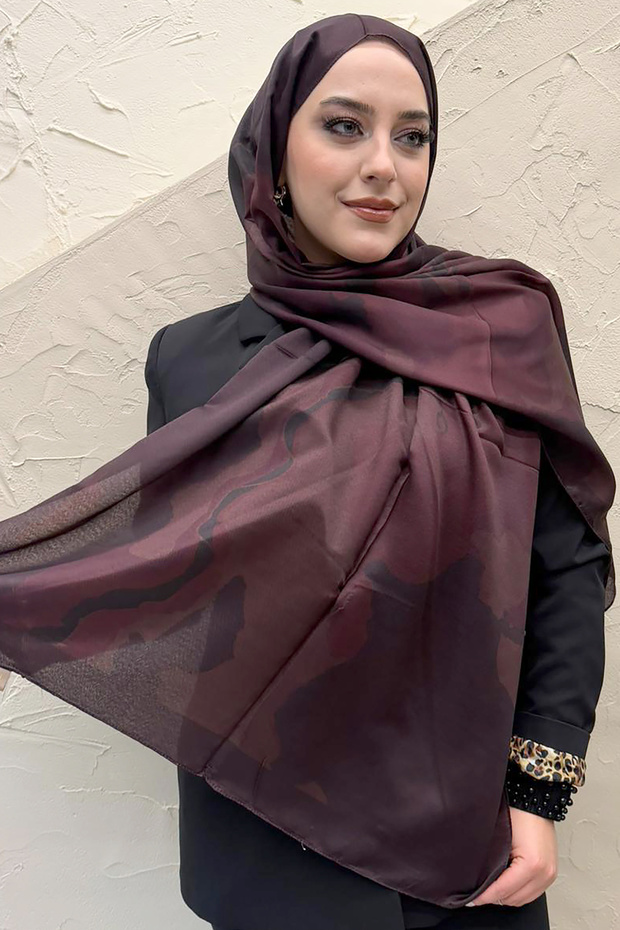 شال ناعم بنمط تجريدي من قماش الفوال - 1