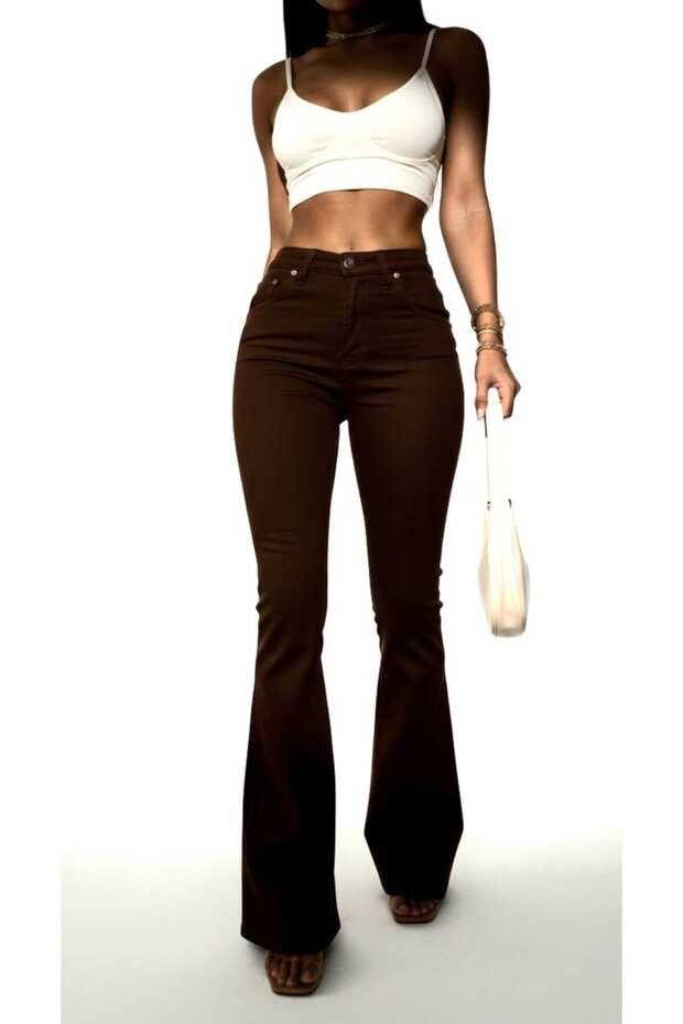 Brown Spanish Leg Jeans High Waist Jeans Flare Jean