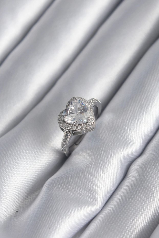 Brass Silver Rk Zircon Stone Charm Model Women's Ring