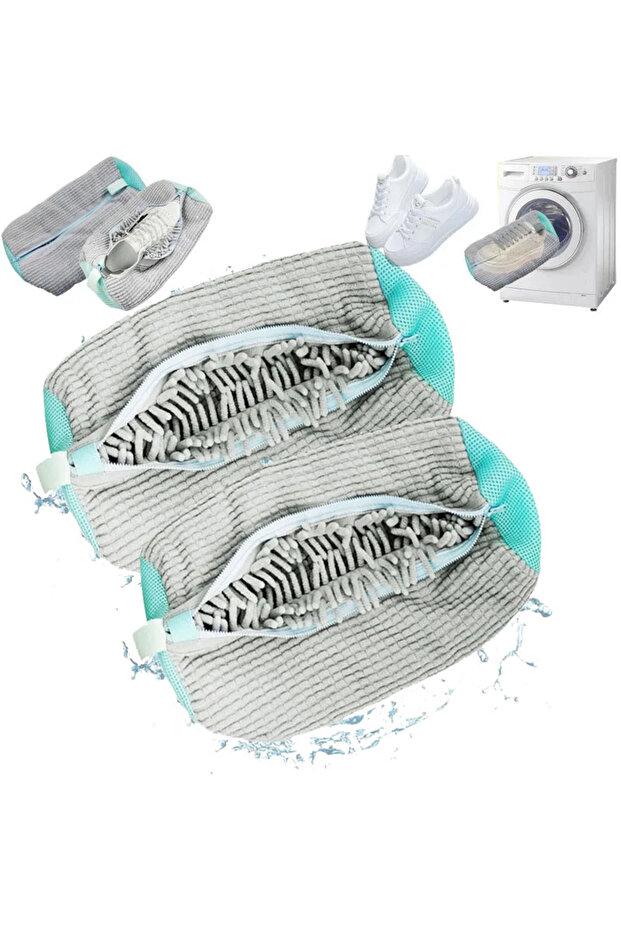 1PCS 1/2Pc Shoe Washing Bag Cotton Laundry Bag Zippers Closure Shoe Cleaning Bag Friendly Laundry Ba