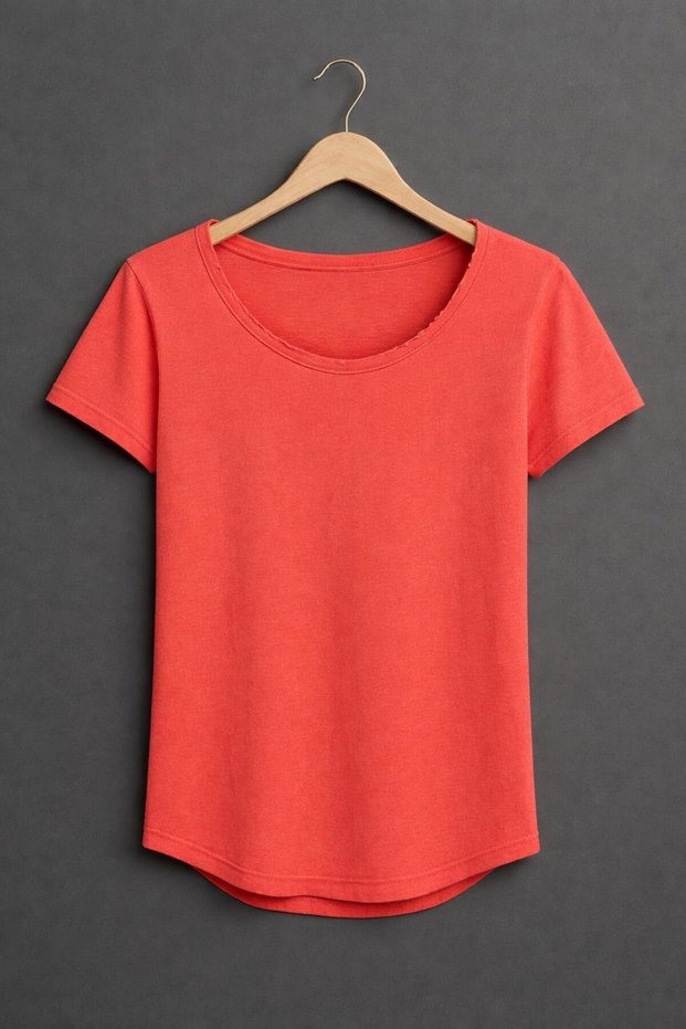 Light Red Men's Custom Production Wide Dirty Collar Bottom Oval Cut Slim T-Shirt T-Shirt