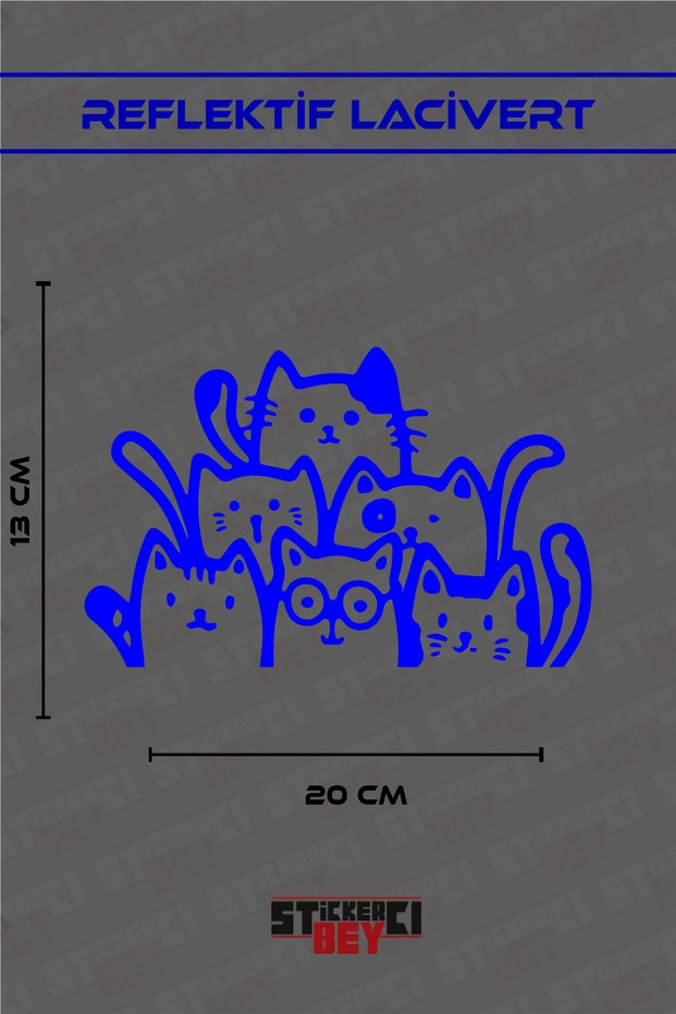 Six Cats Visual Motorcycle Laptop Helmet Car Sticker Decal (Foil Cut)