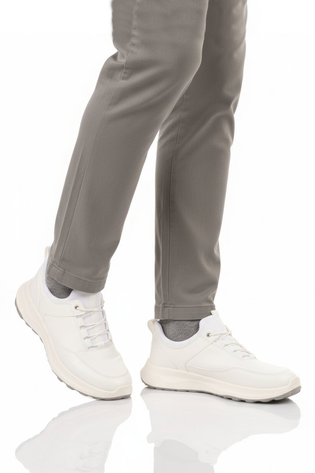 White Elastic Laced Light Skin Men's Casual Shoes 460 m