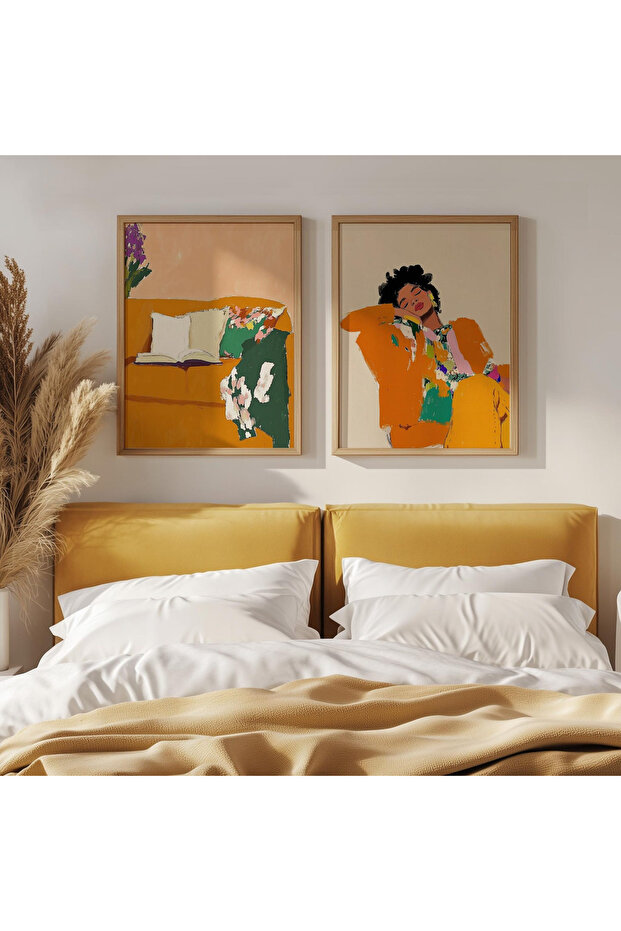Wooden Framed 2 Li Tablo Odam Qmmt35