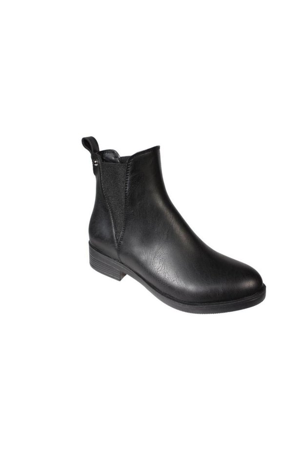 Yazkiş Women's Black Leather Thermo Boots with Elastic Sides and 3cm Heel