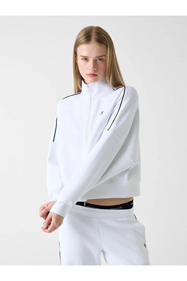 Gj Off-Shoulder Scuba Tracksuit Women's White Sweatshirt W6Rq10Kd122-G011