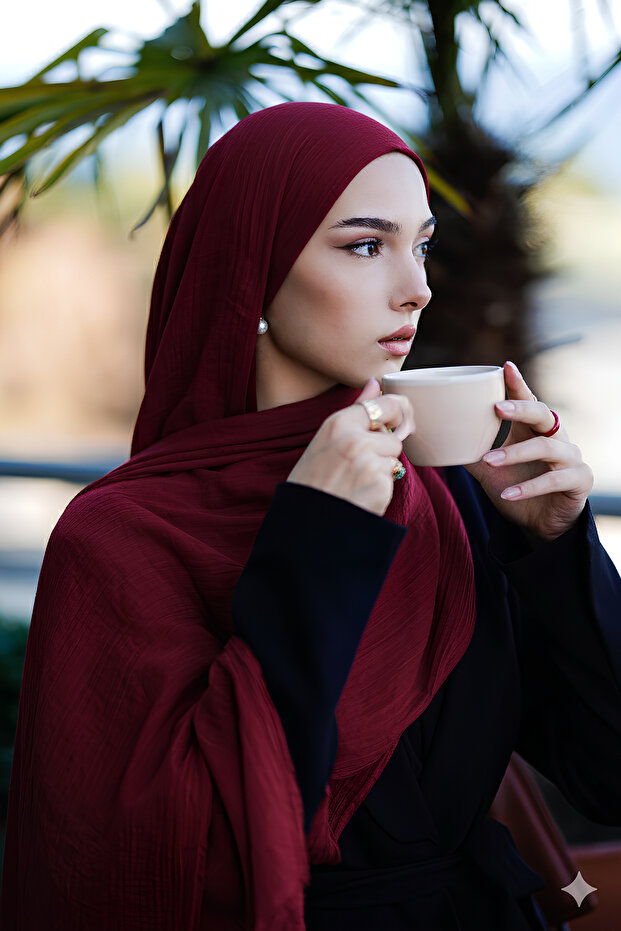 İPEK BAMBU ŞAL BORDO - 1