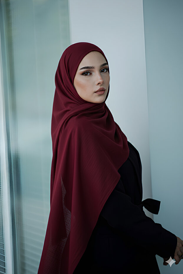 İPEK BAMBU ŞAL BORDO - 2