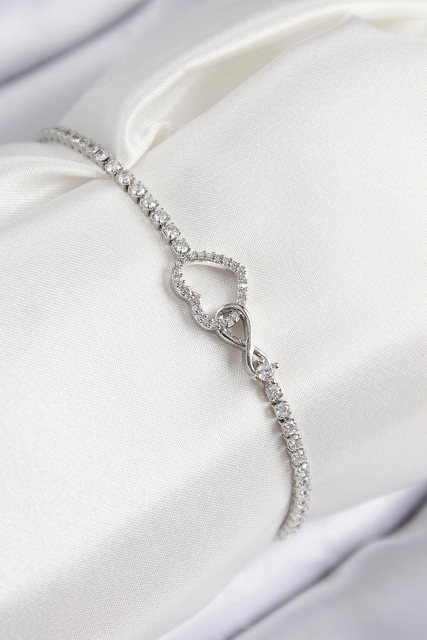 Brass Zircon Stone Infinity Model Silver Rk Women's Bracelet