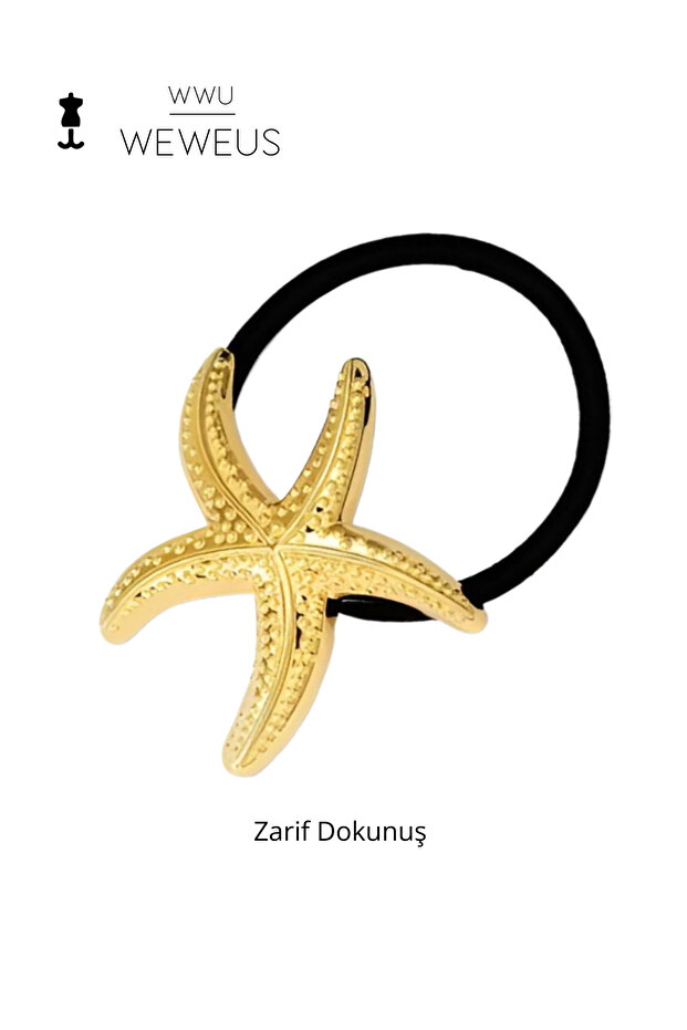 Women's Gold Color Shiny Starfish Elastic Buckle