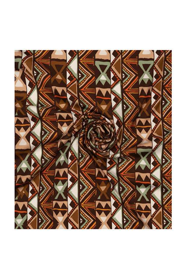 Coffee Color Ethnic Patterned Digital Printed Upholstery Sofa Fabric, Throw Pillow, Cushion Covering Fabric