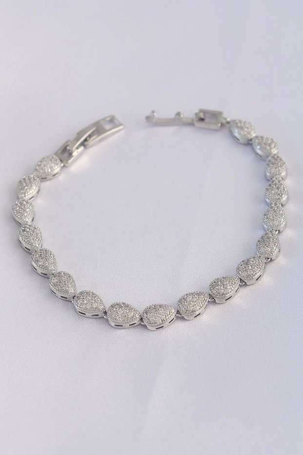 Vip Series Brass Zircon Stone Silver Rk Drop Model Bracelet