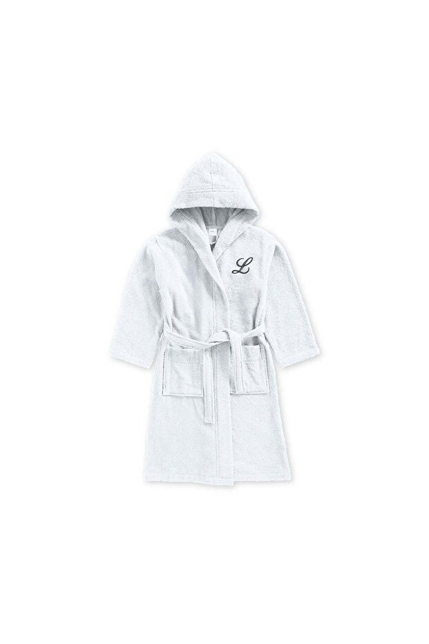 Kids Hooded Bathrobe | Monogrammed Letter 'L' | Soft Cotton Comfort