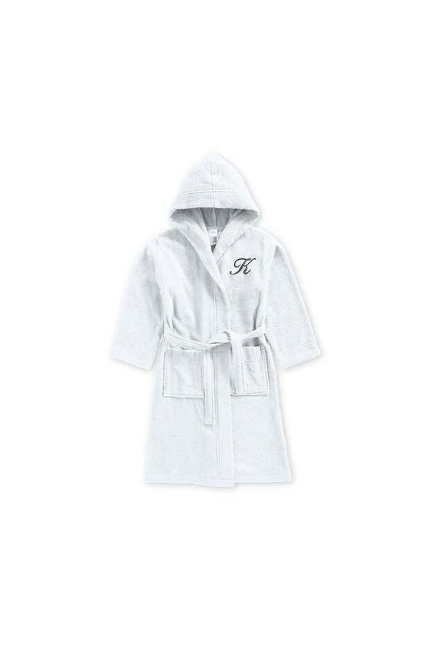 Kids Hooded Bathrobe | Monogrammed Letter 'K' | Soft Cotton Comfort