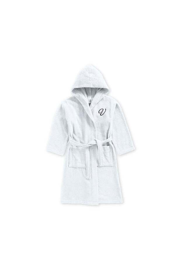 Kids Hooded Bathrobe | Monogrammed Letter 'V' | Soft Cotton Comfort