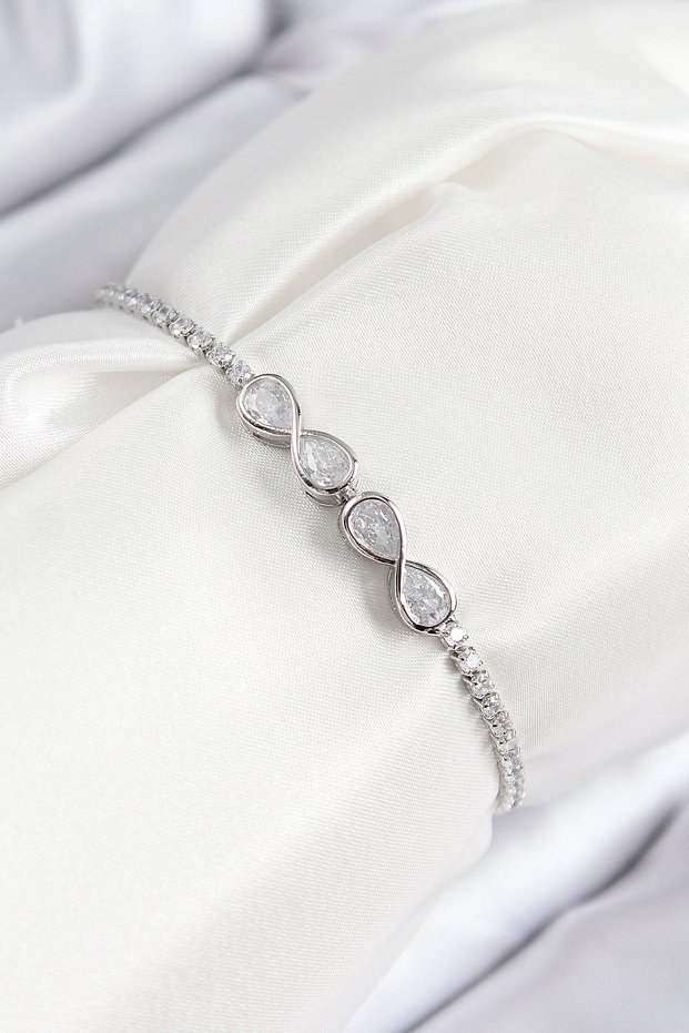 Brass Zircon Stone Infinity Model Silver Rk Elevator Women's Bracelet