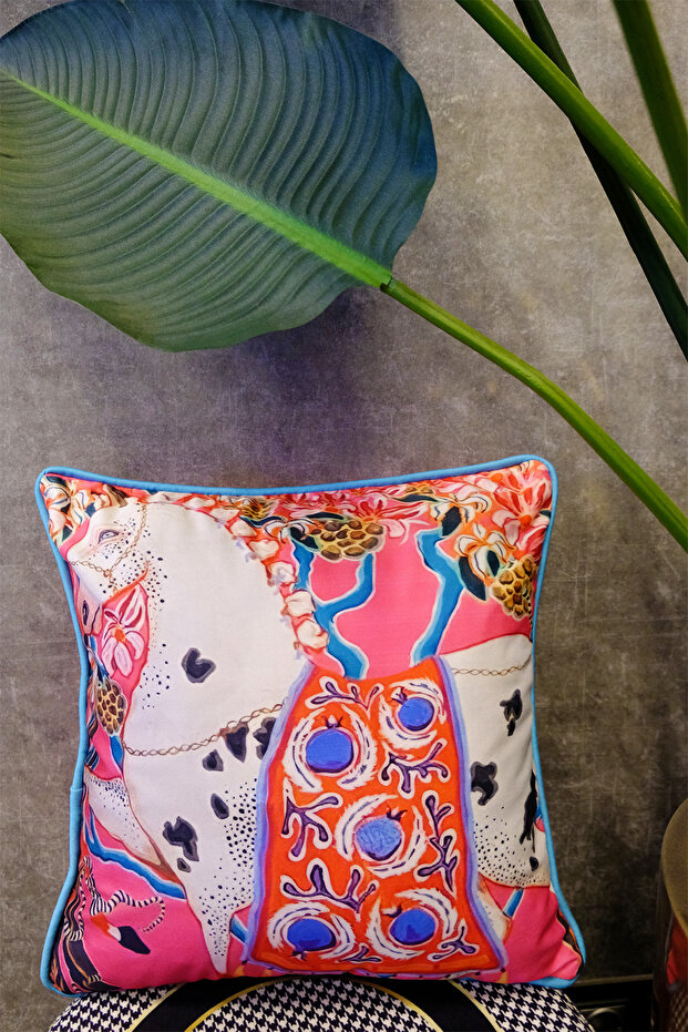 Digital Printed Decorative Double-Sided Pink Pattern Throw Pillow Pillowcase 45X45 cm