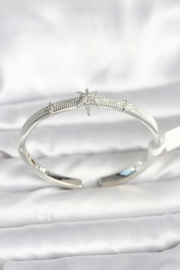 Brass Silver Rk Pole Star Model Women's Handcuff Bracelet