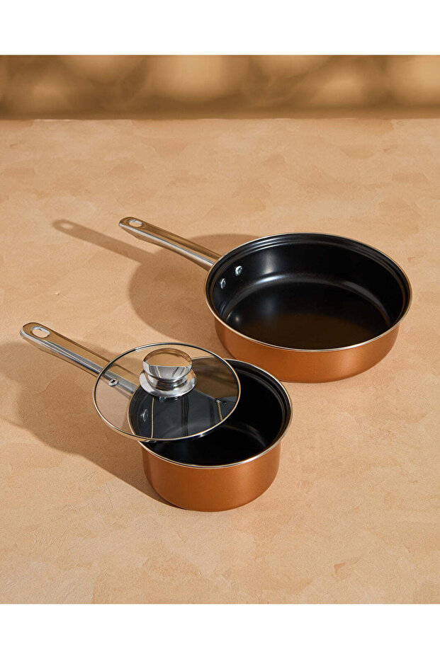 طقم أواني طهي دائرية بلون الصدأ (9 قطع) - 5