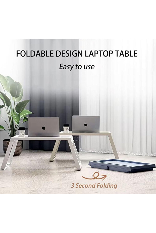 Foldable Coffee Table, Multi-Functional Portable, Tablet - Computer Table Overbed Breakfast Table - 4