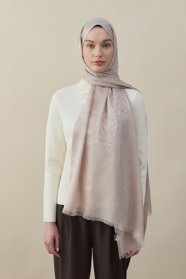 C Pattern Cotton Silk Shawl Stone