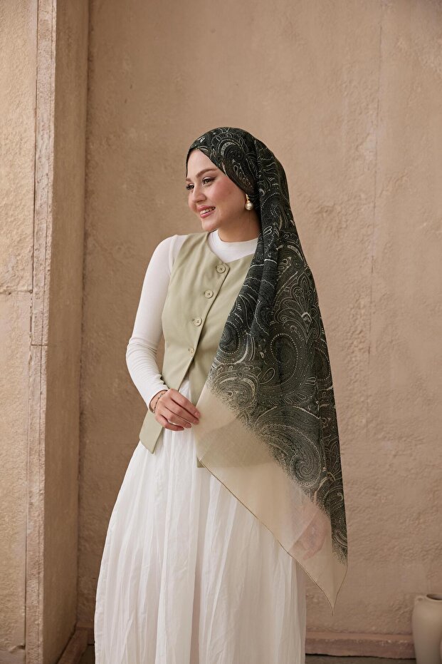 Etnara Cotton Gradient Shawl Khaki