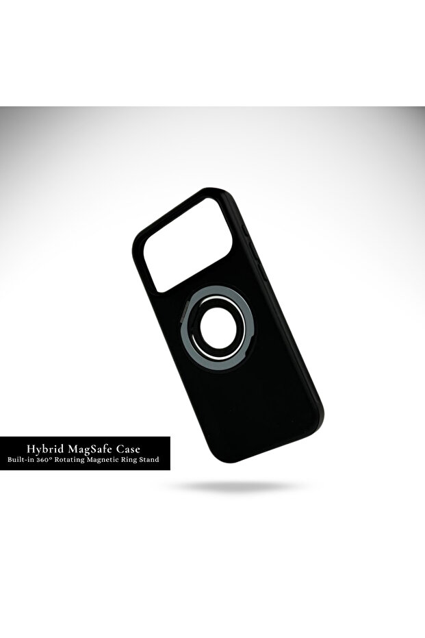 Hybrid MagSafe Case for iPhone 17 Pro Max – Military-Grade Drop Protection, 360° Rotating Ring Stand