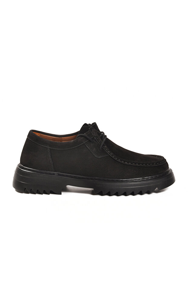 Black Nubuck Genuine Leather Men's Casual Shoes 6796 m