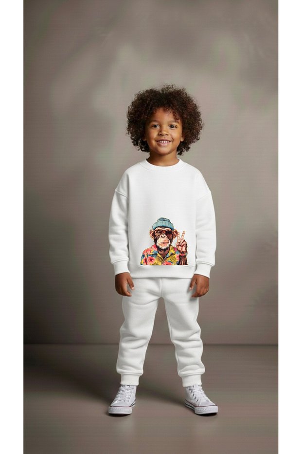 Team Sweatshirt Maymun Bariş Printed Girls Boys Crew Neck3 4-5-6-7-8-9-10-11-12Years