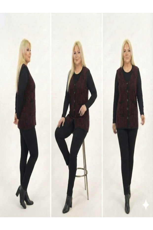 Patterned Classic Knitted Buttoned Vest