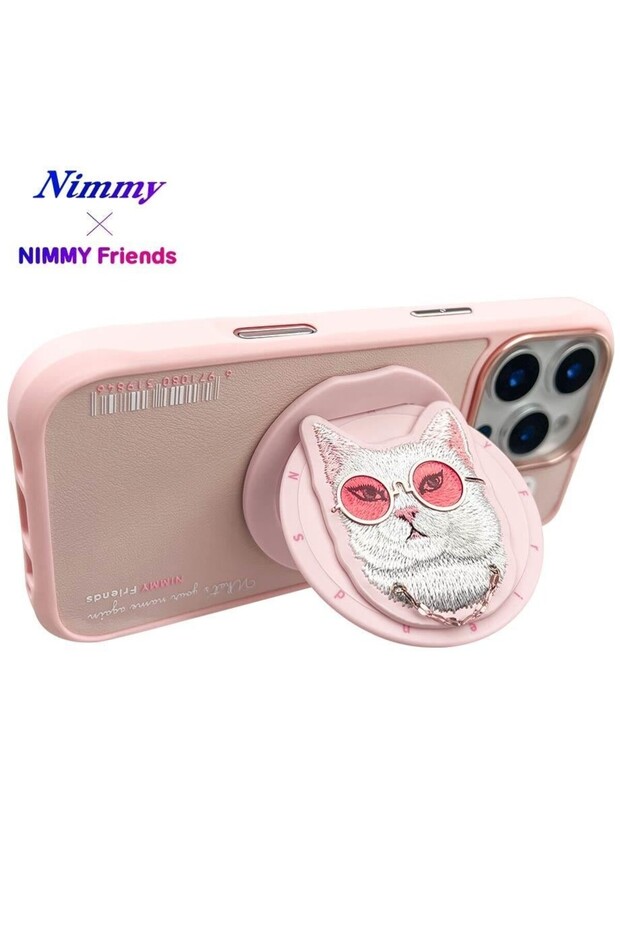 iPhone 16 Pro Max | Magsafe Compatible Premium Case 2.0 with 3D Pop Socket Attachment and Embroidered Cat Figure