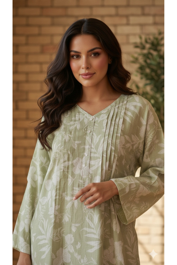 All over Zari printed pastel Jalabiya